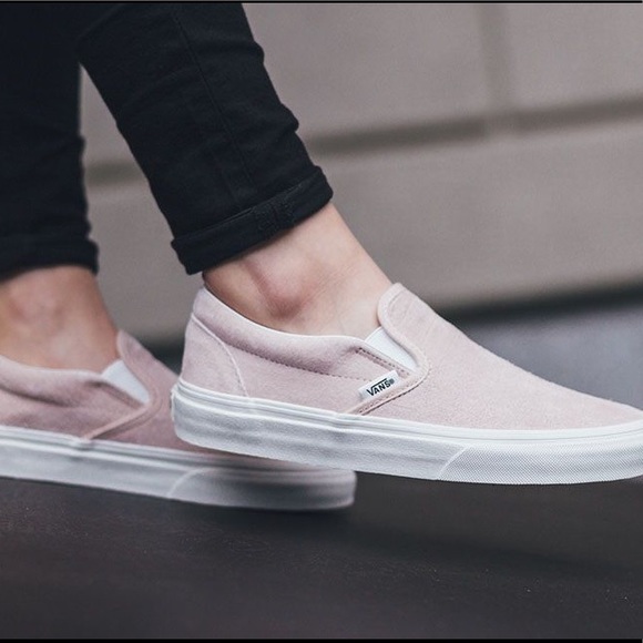 pink leather slip on vans